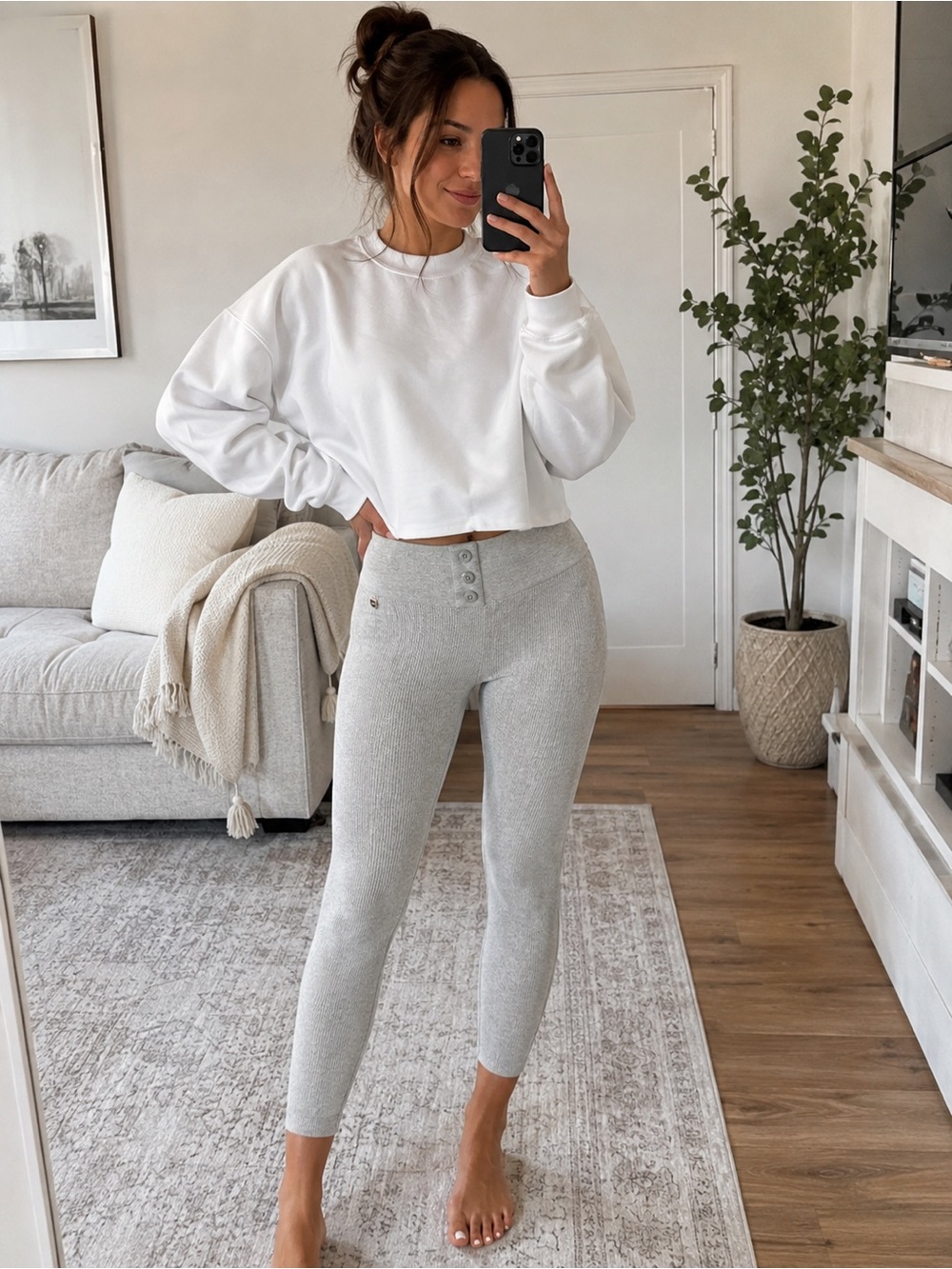 Fabletics Cable Knit 7/8 Leggings Classic Grey Heather Size S NWT
